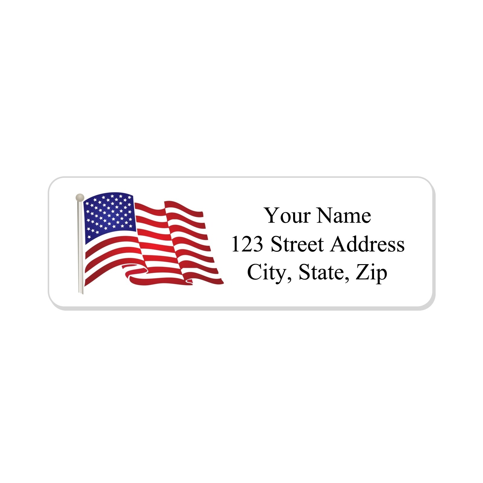 400 Personalized Return Address Labels Stickers 1/2 x 1 3/4 Waving American Flag