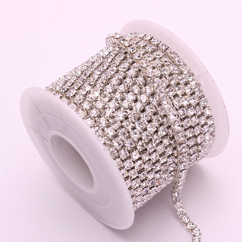 10 Yards Crystal Rhinestones Close Chain Trim for Sewing Crafts DIY Decoration