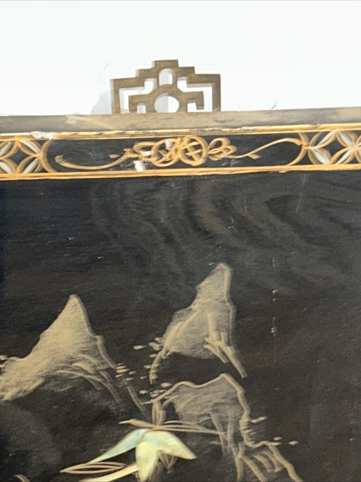 3 Vintage Laquered Asian With Mother of Pearl Panels 12”x 36”