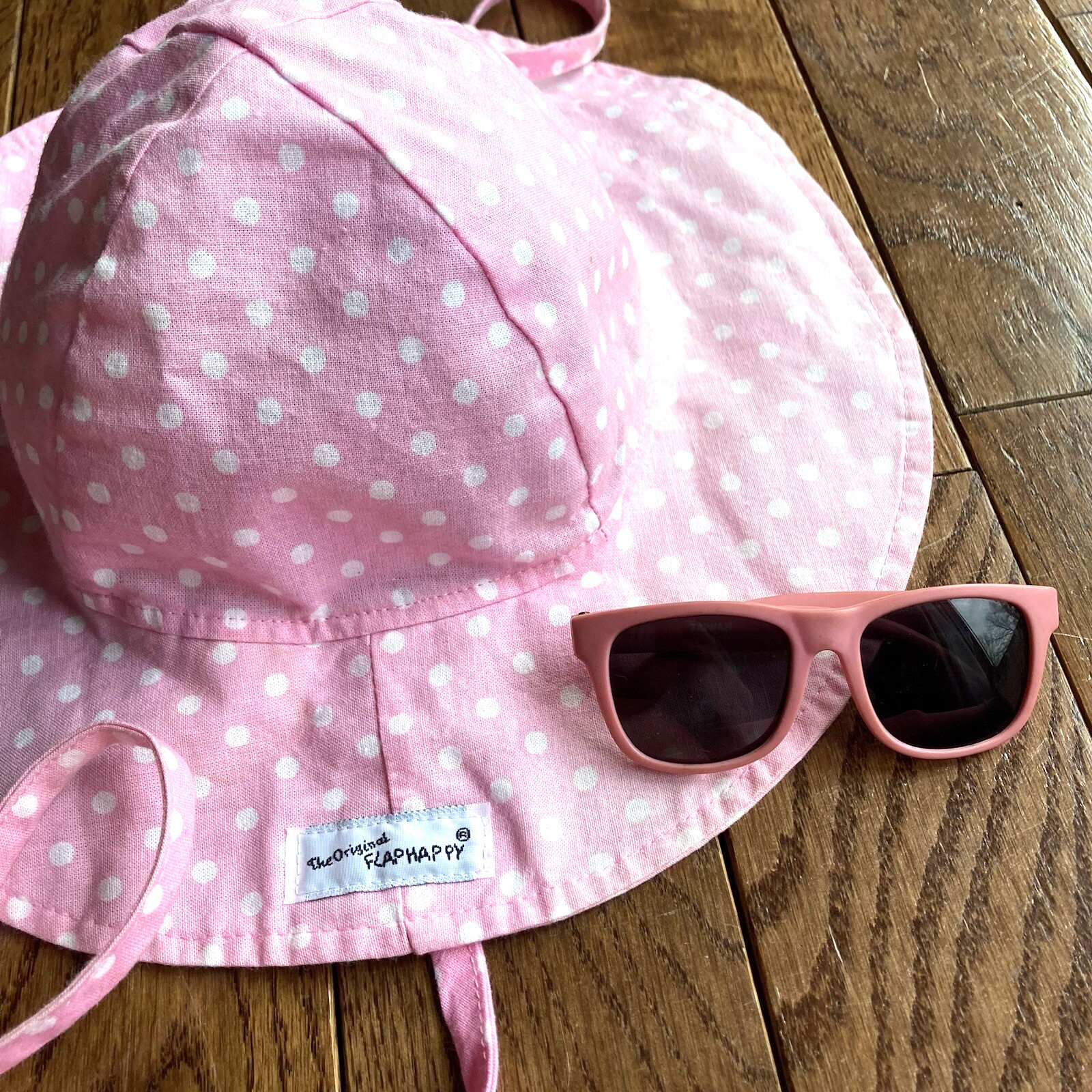 Flap Happy Baby Sun Hat Sunglasses Set 3 6 9 12 months Pink Beach Photography