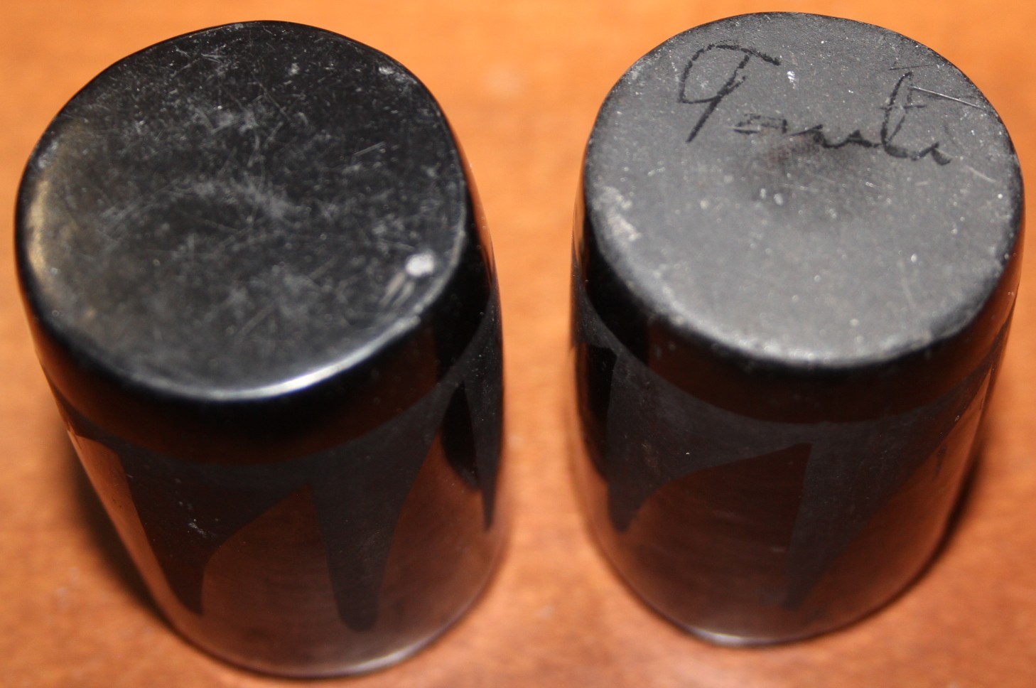 Two Vintage San Ildefonso Pottery Candlestick Holders by Tonita Roybal