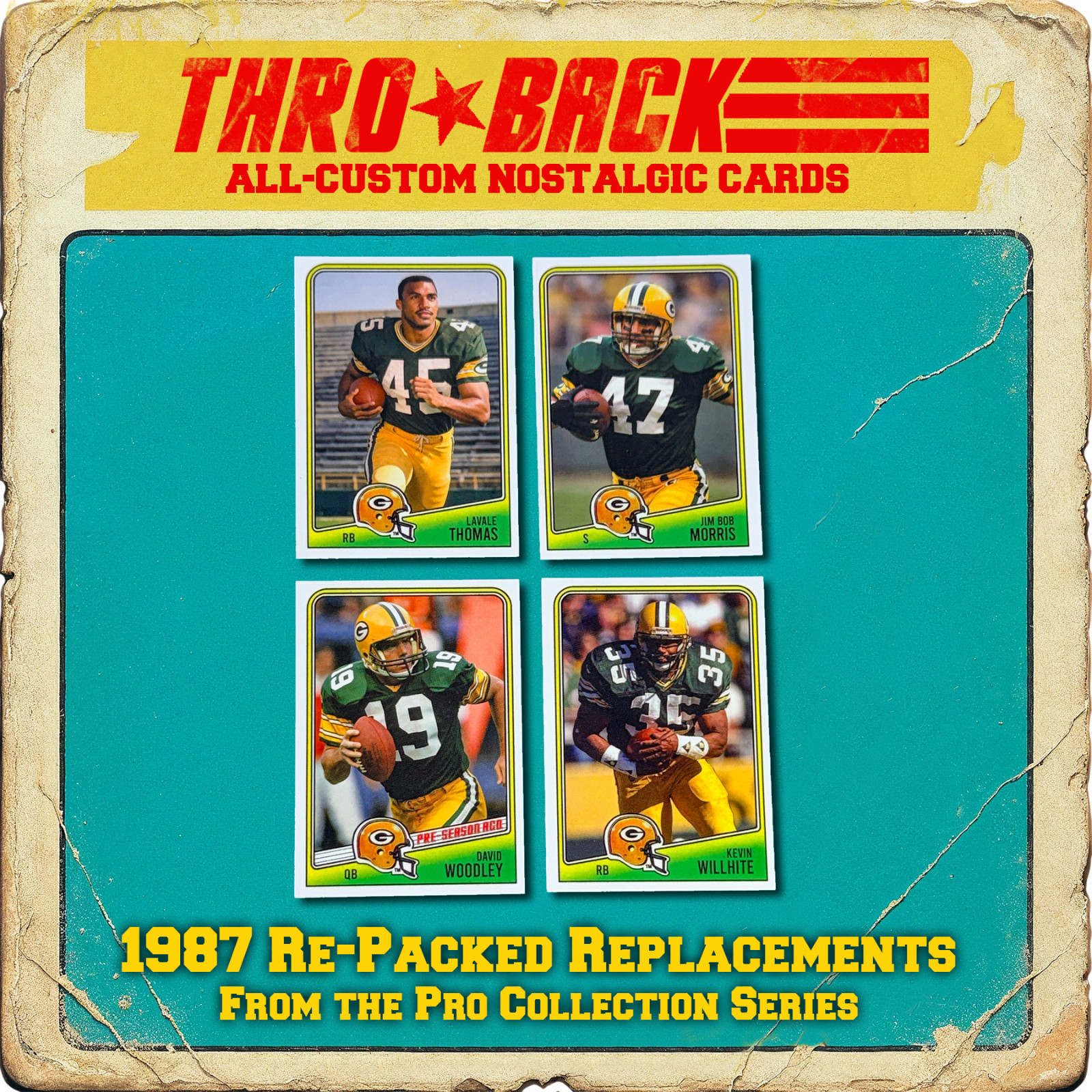 THROBACK custom Football Cards Green Bay Packers NFL 1987 Strike Scab Set