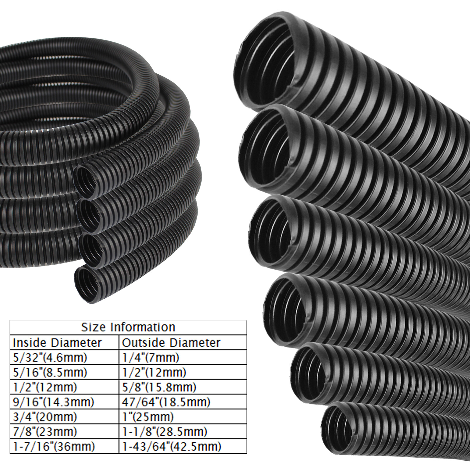 Wiring Loom Split Wire Cable Sleeve Flex Tubing Wire Wrap Corrugated Conduit Lot