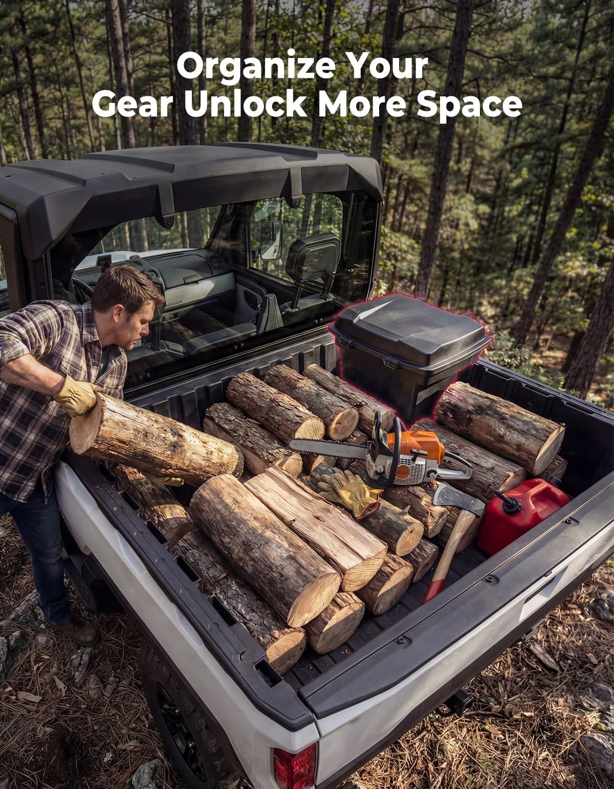 KEMIMOTO UTV Cargo Bed Storage Box for Polaris Ranger 1500 XD 2024-2026 5.8GAL