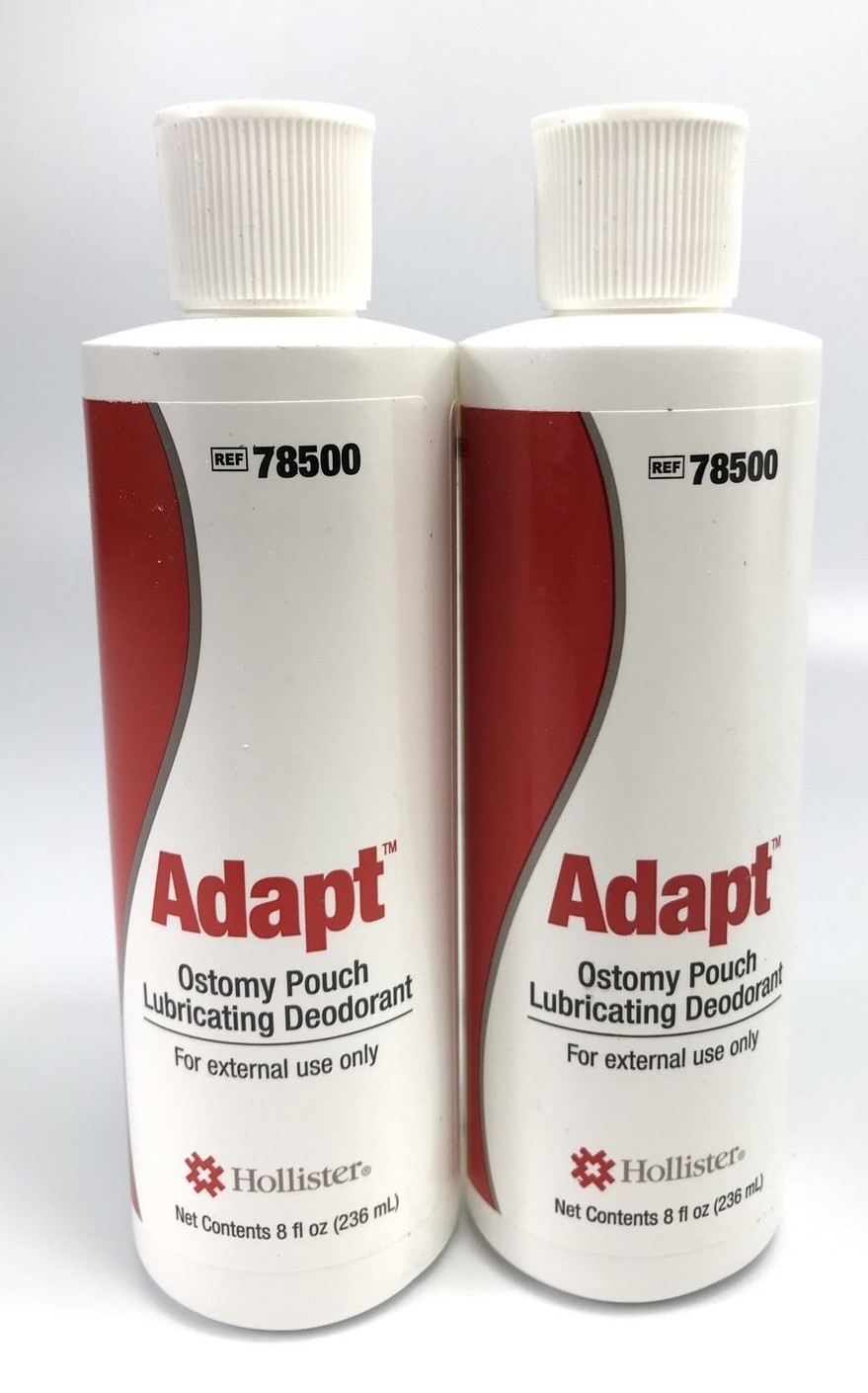 2 Hollister 78500 Adapt Ostomy Pouch Lubricating Deodorants 8 oz. Expires 2025