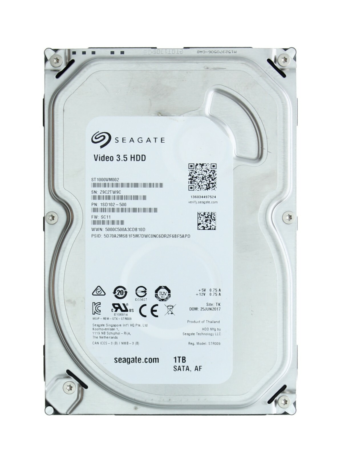 Seagate Video 3.5 Hard Drive ST1000VM002, 1000GB/1TB, SATA 6Gb/s NCQ Hard Drive