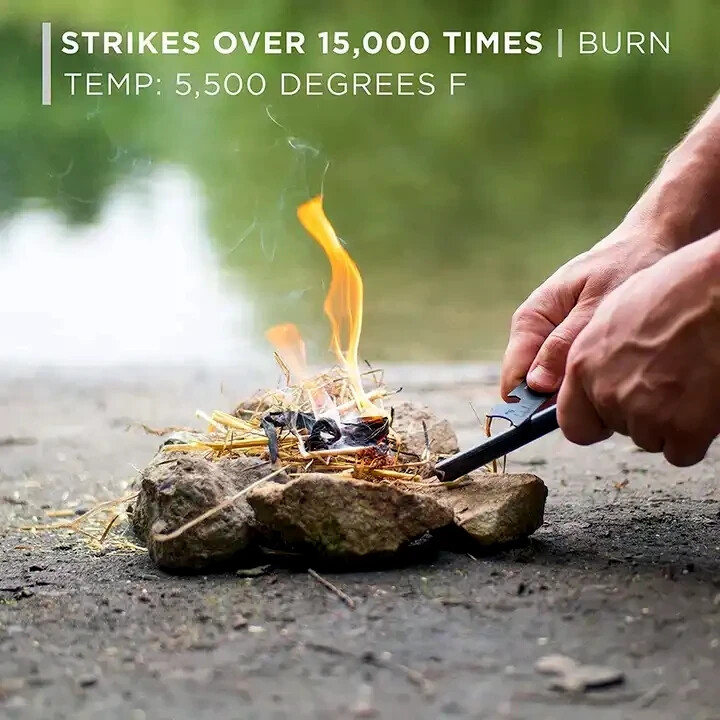 HUGE 5" x 1/2" FERRO ROD Fire Starter PARACORD Lanyard Military Survival Striker