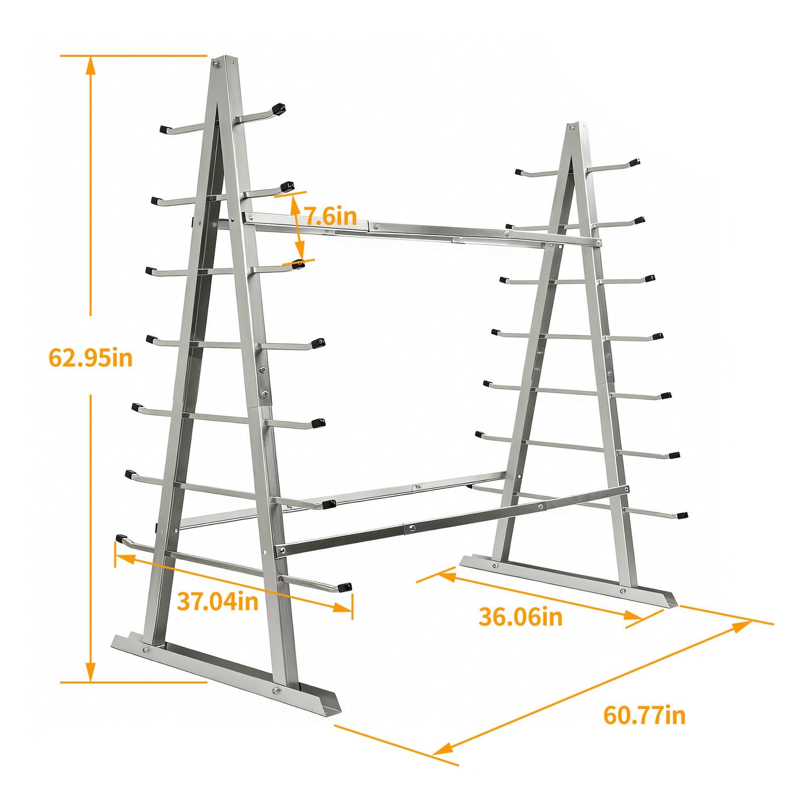 Heavy Duty Steel Horizontal Storage Rack with 7-Tier For Lumber/Pipe Organizer