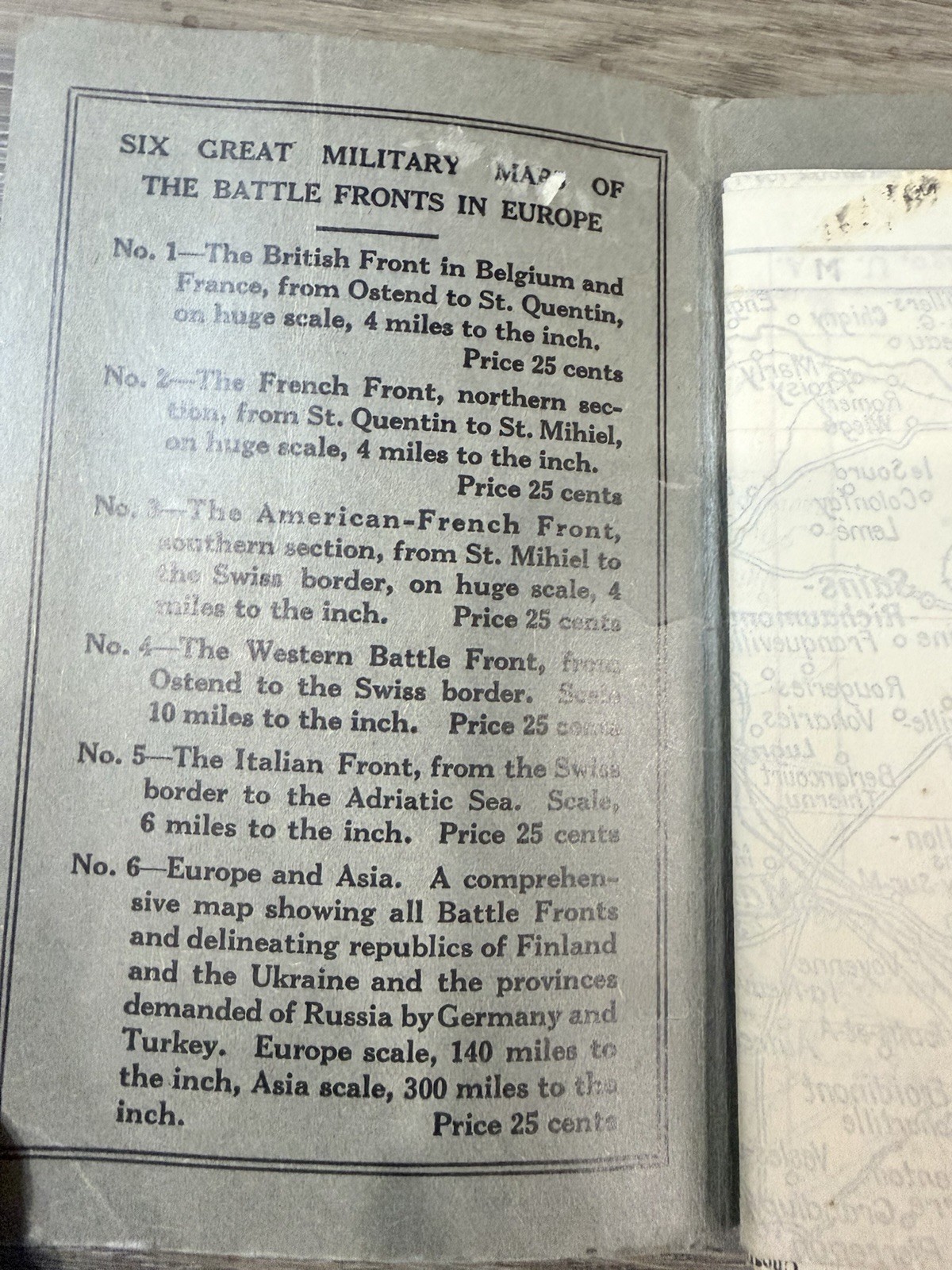 World War I Rand McNally War Map of French Front 1917 WWI EUC