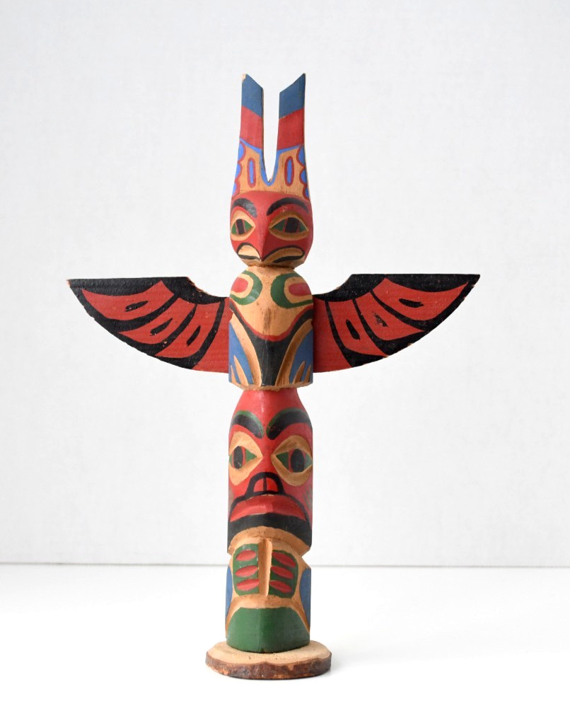 Vintage PWC Cedar Totem Pole Thunderbird Human 1960's 8x5