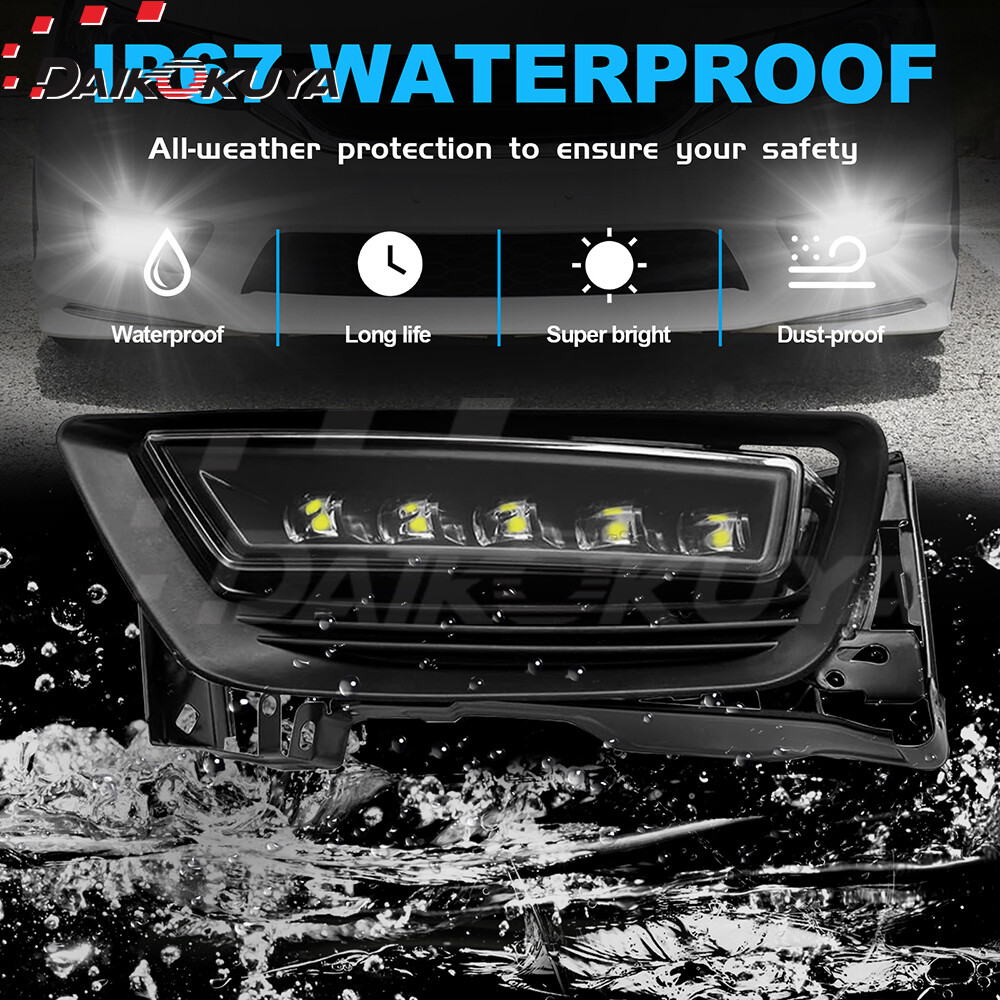 For 2013 2014 2015 Honda Accord 4DR Sedan LED Fog Lights Clear Lens Bumper Lamps