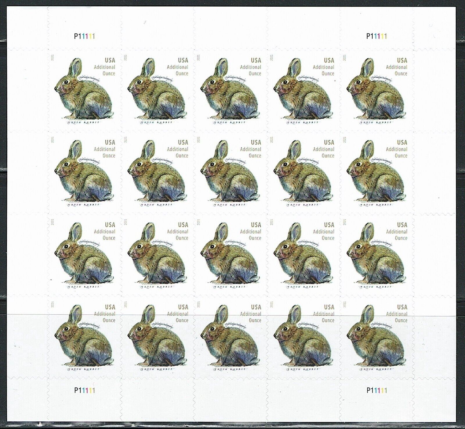 US SCOTT#5544, 29C STAMP FOREVER ADDITIONAL OUNCE STAMP BRUSH RABBIT SHEET OF 20