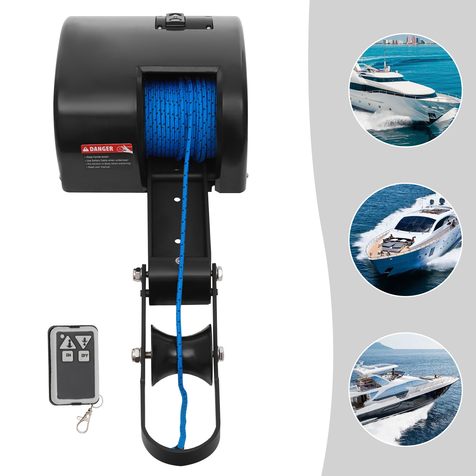35LBS electric anchor winch Boat Marine Winch with remote control&Anchor Roller
