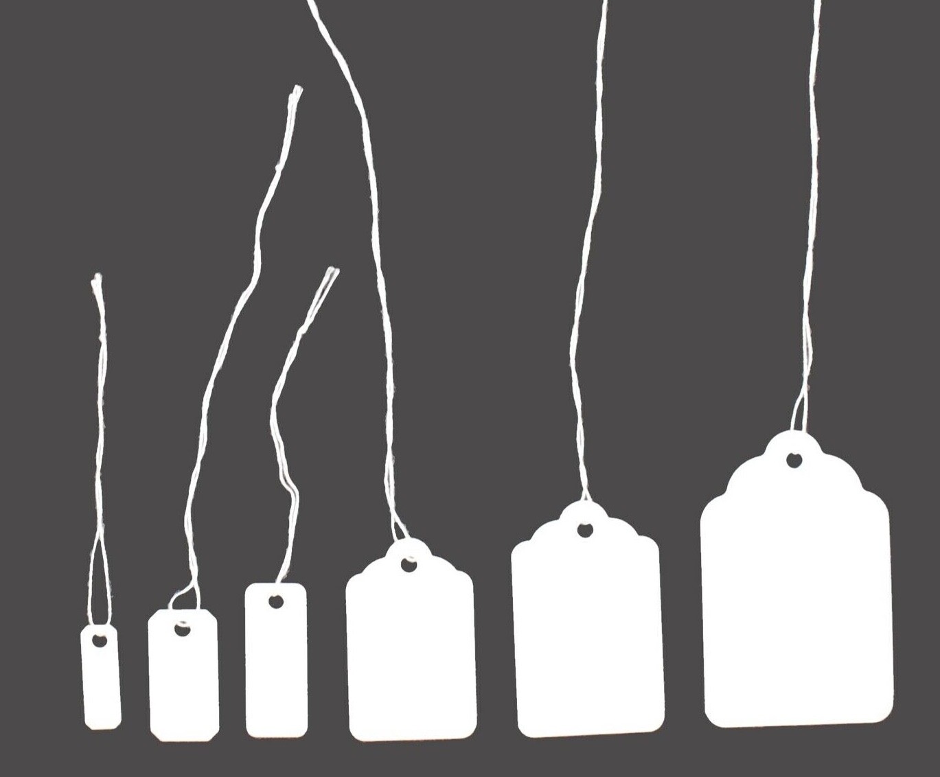 100 pcs White Paper Price Tags, Jewelry Price Tags with String attached