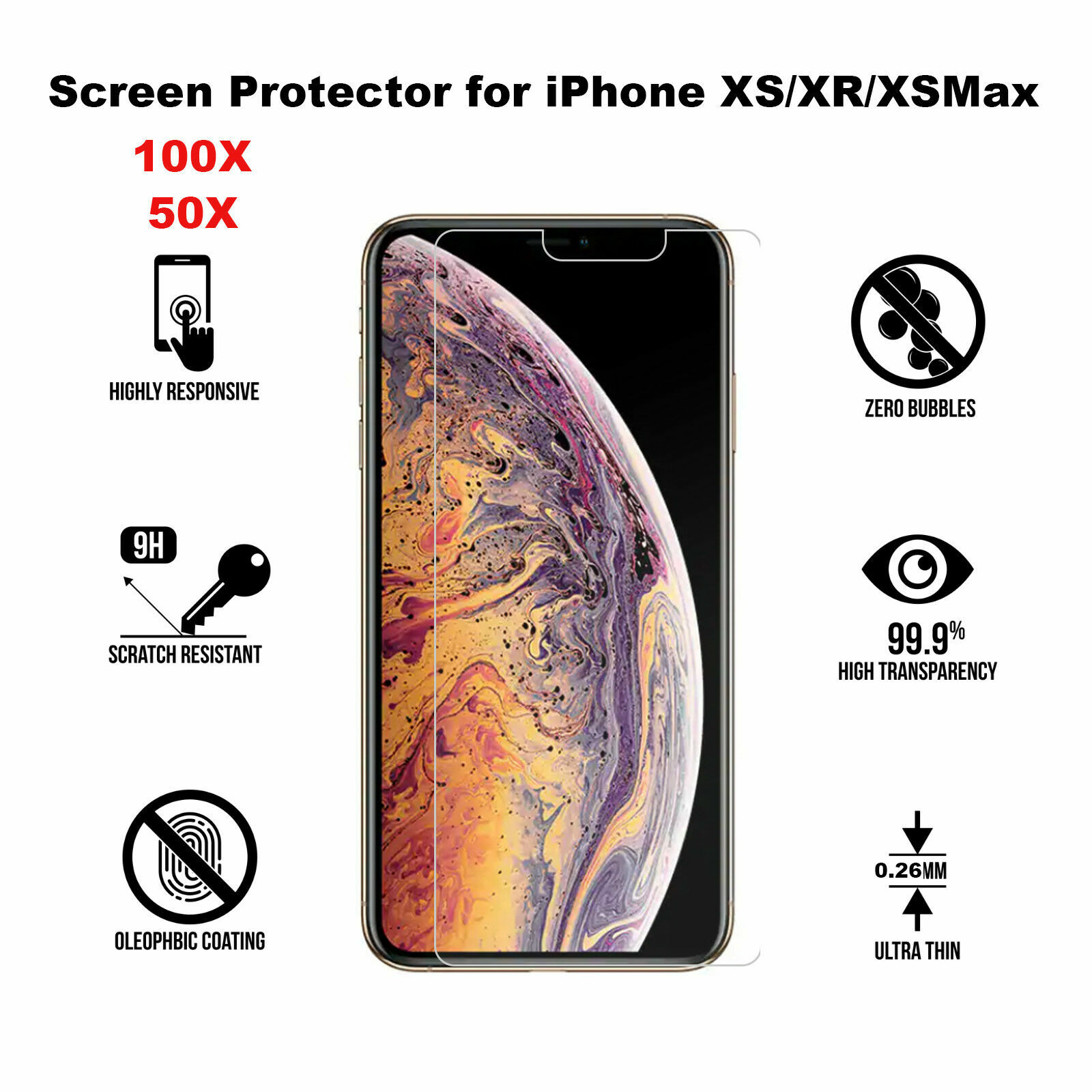 Wholesale Bulk Lot Tempered Glass Screen Protector iPhone 6/7/8/11 XR X PRO MAX