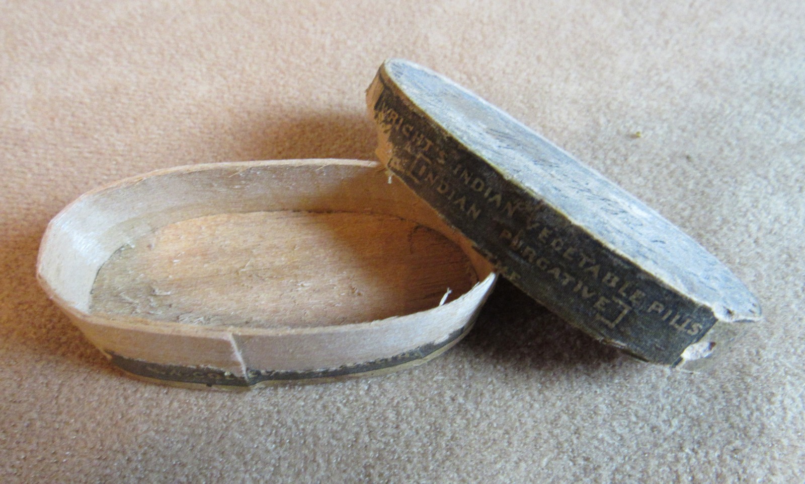 Civil War Wood Box Quack Pills Wrights Indian Vegetable Medicine 1860s