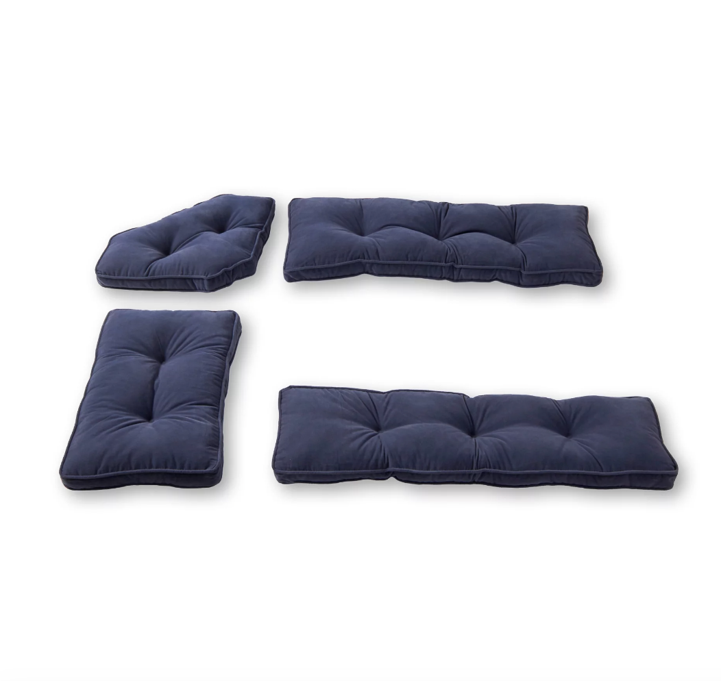 Blue 4 piece Nook Cushion Set Corner Bench Booth Seat Dining Breakfast Kitchen