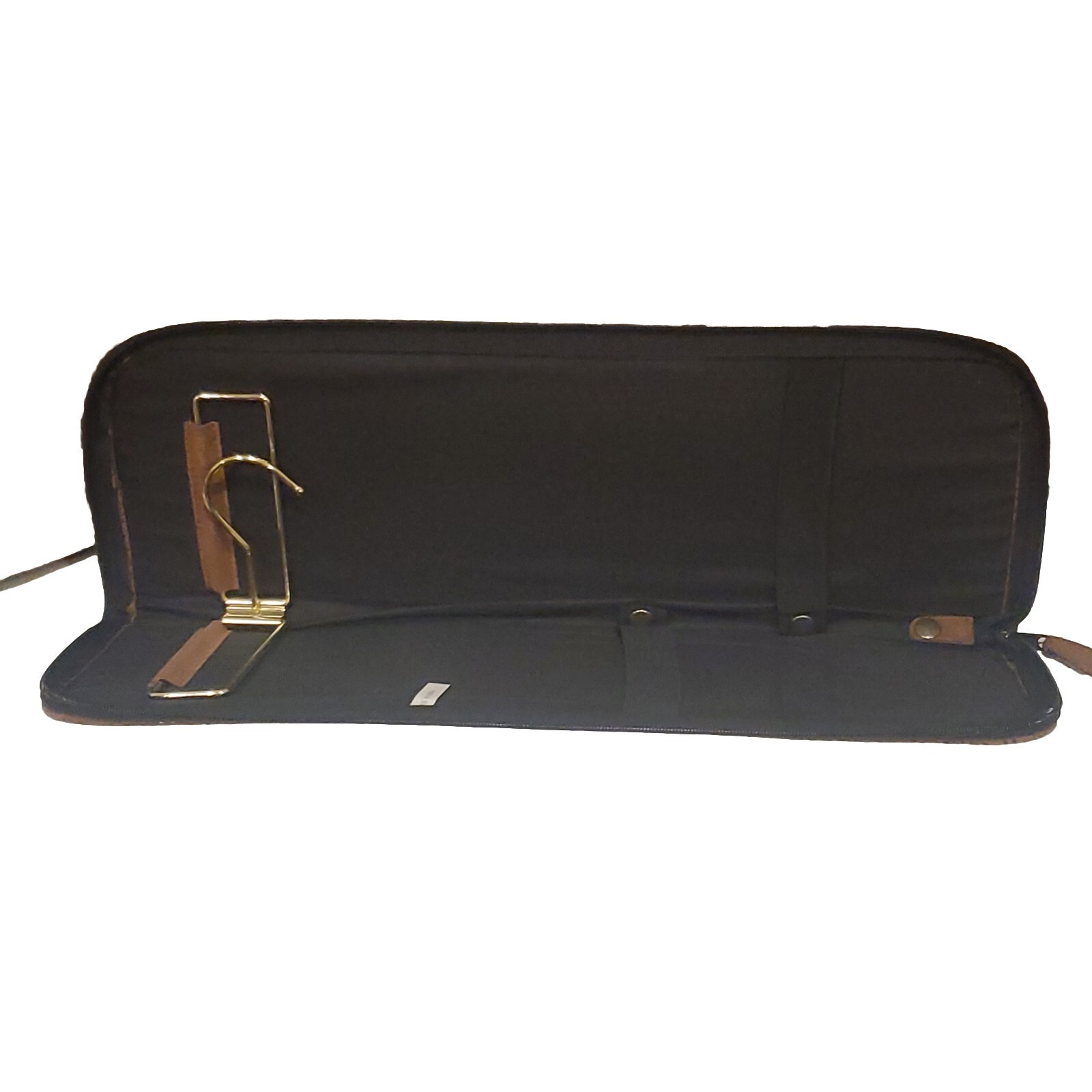 Vintage Leather Plaid Green Brown Neck Tie Travel Case -