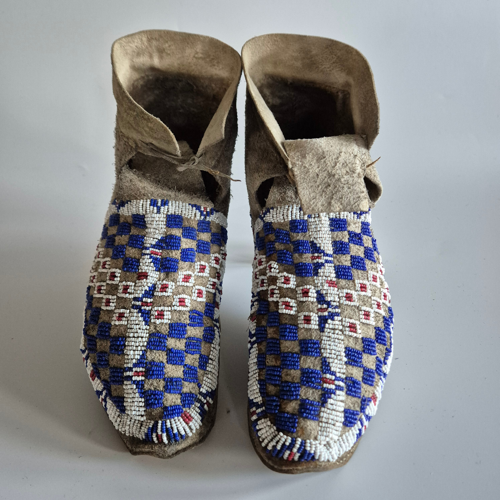 Antique Sioux or Cheyenne/Arapaho Beaded Moccasins from circa the 1870s-1880s.