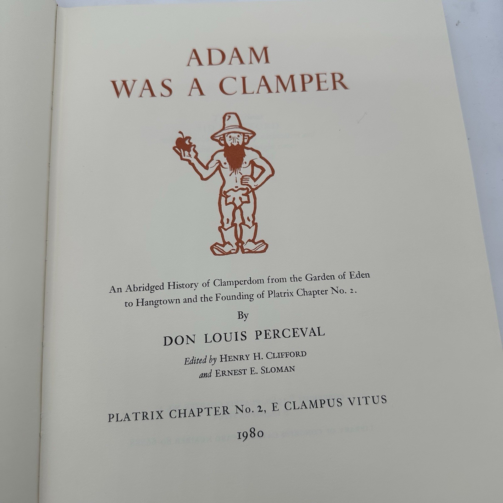 Adam Was a Clamper HC 1980 E. Clampus Vitus ECV 1 of 500 copies Limited RARE