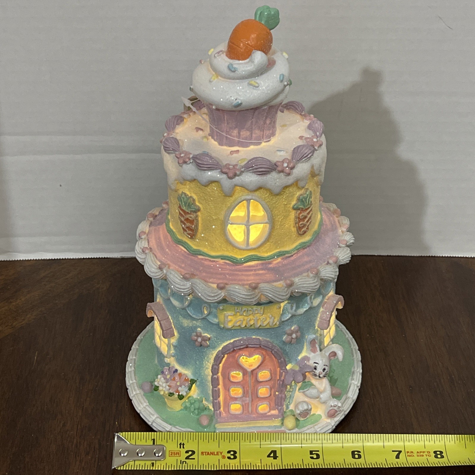 Easter Cake Cupcake Gingerbread House Bunny Carrot LIGHT UP Tabletop Decor 10.5"