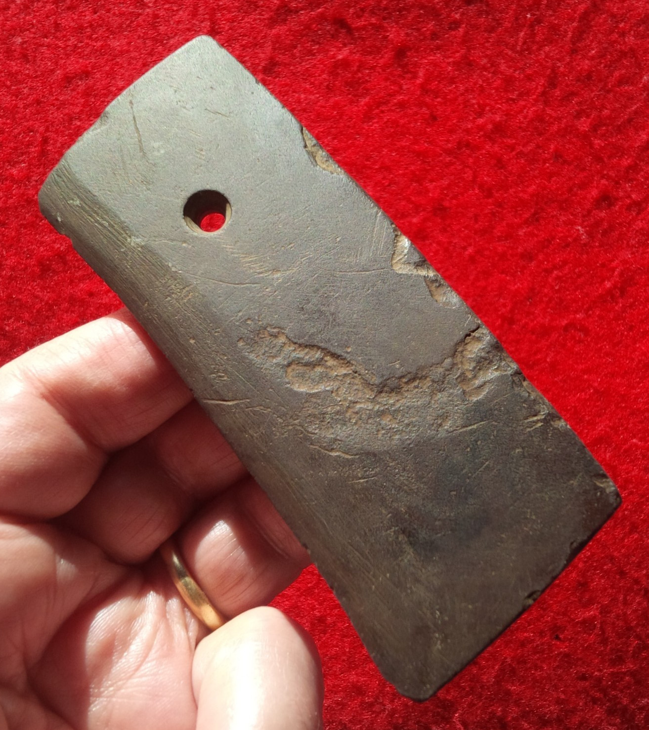 4-3/8" DRILLED SLATE PENDANT KENTUCKY ARROWHEAD AUTHENTIC INDIAN ARTIFACT GORGET