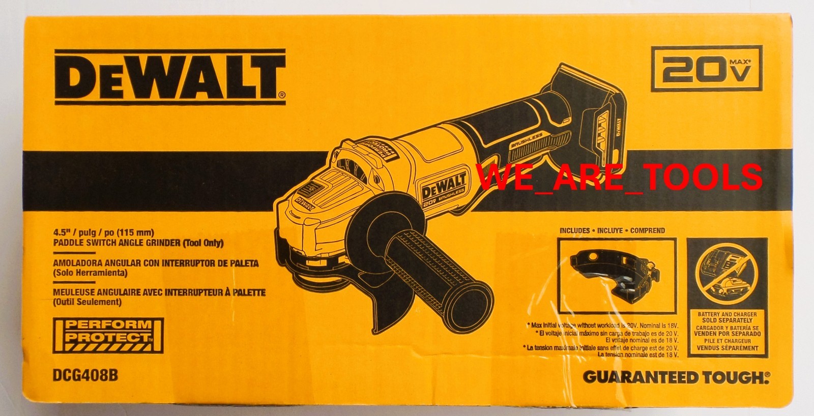 DeWALT DCG408B 4.5" 20V MAX Paddle Switch Angle Grinder, 1) 5.0 Ah Battery