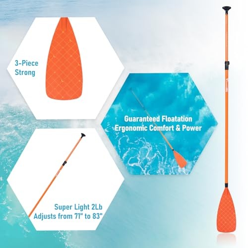 Paddle Board Paddle Effortless Adjustment & Transport Sup Paddle 3 210 Orange