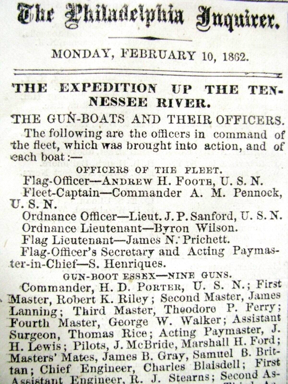 FORT HENRY KENTUCKY & DONELSON BATTLES CIVIL WAR ILLUS MAP NEWS