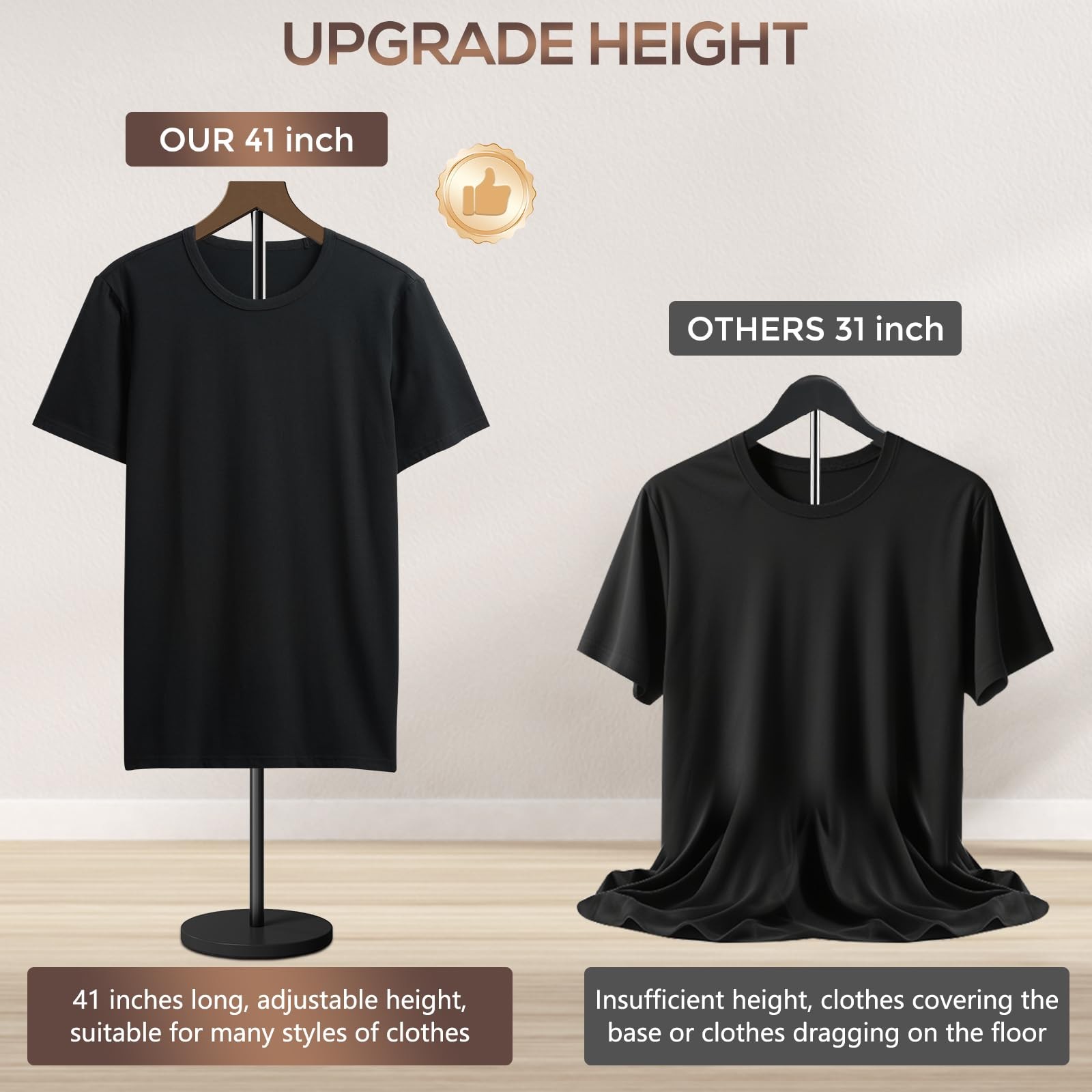 Mannequin Torso, 30 to 41 Inch Height Adjustable Shirt Display Stand for Vendors