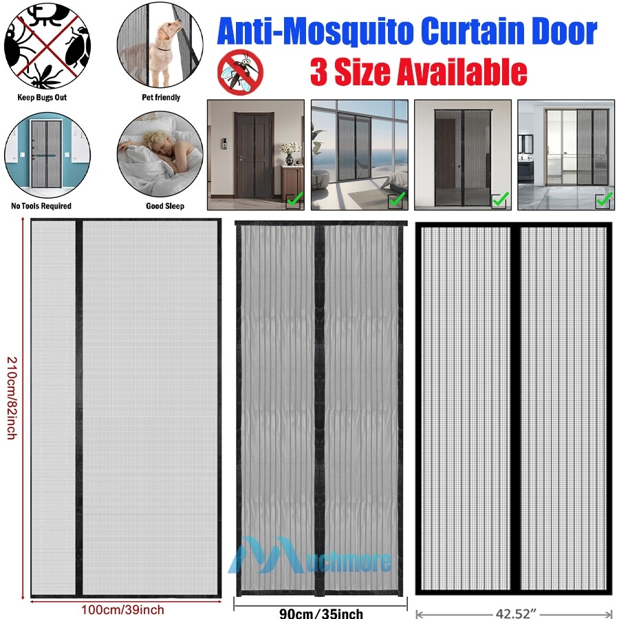 Magnetic Screen Door Mesh Curtain Heavy Duty Mosquito Net Bug Hands Free Closer