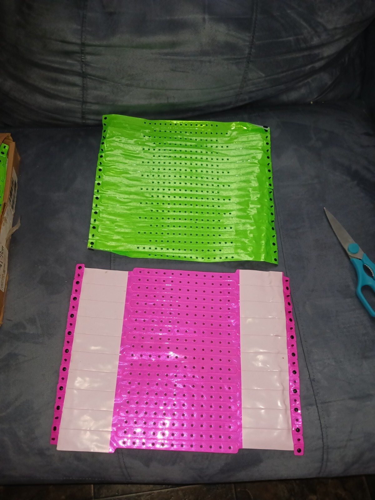 Wristbands Security L-Shape Vinyl (Plastic) bands neon pink or Green 20 qty. Pkt