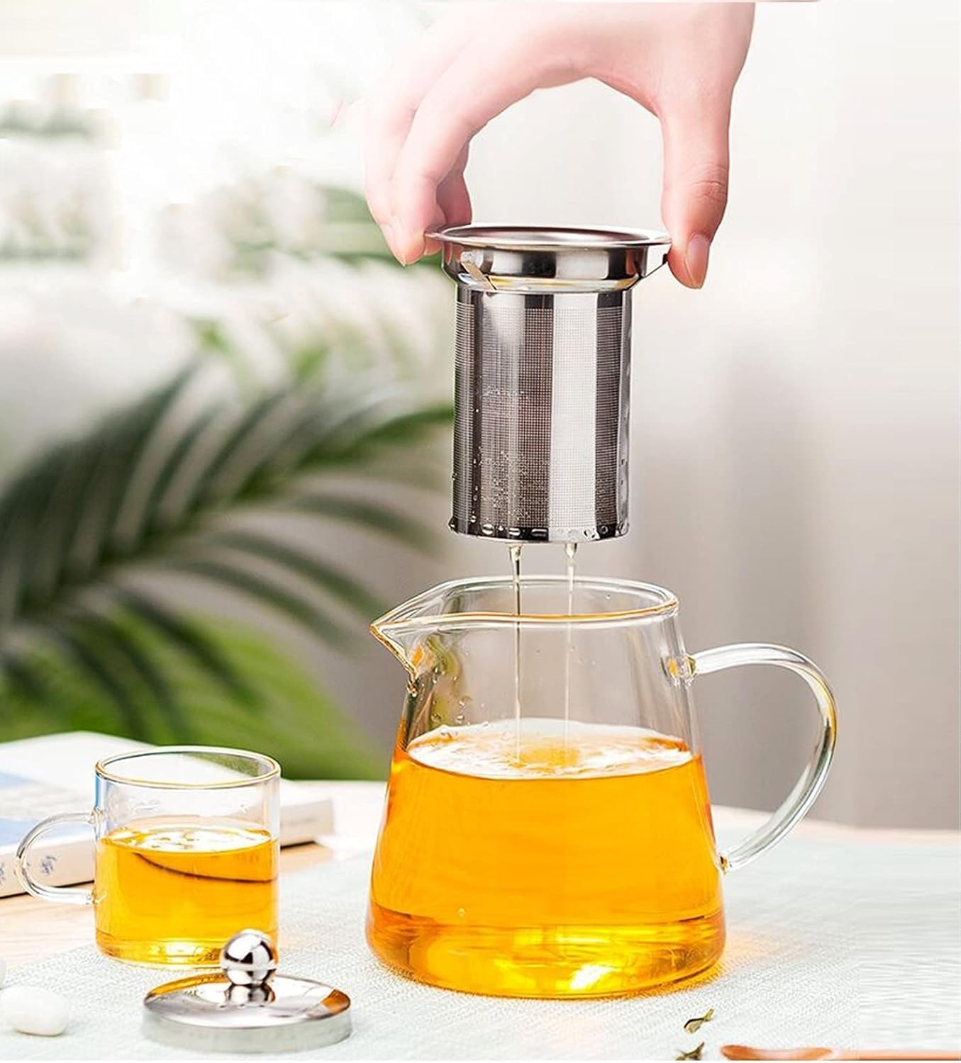 Glass Teapot with Removable Infuser, Stovetop Safe Tea Kettle, Tea Diffuser