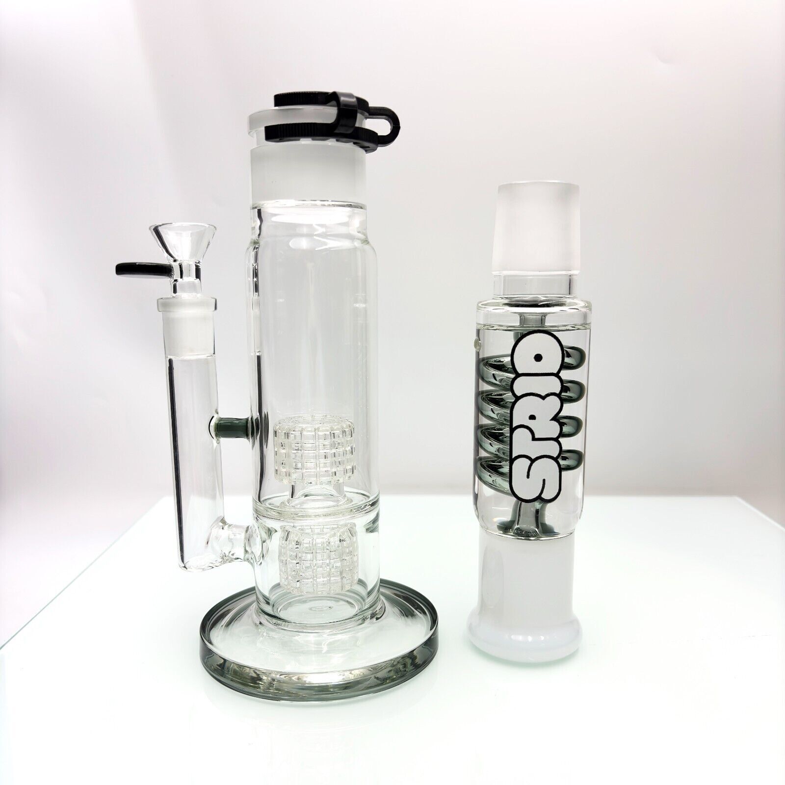 14Inch Freezable Glycerin Glass Bong Perc Waterpipe With Bowl 14MM Smoky Gray