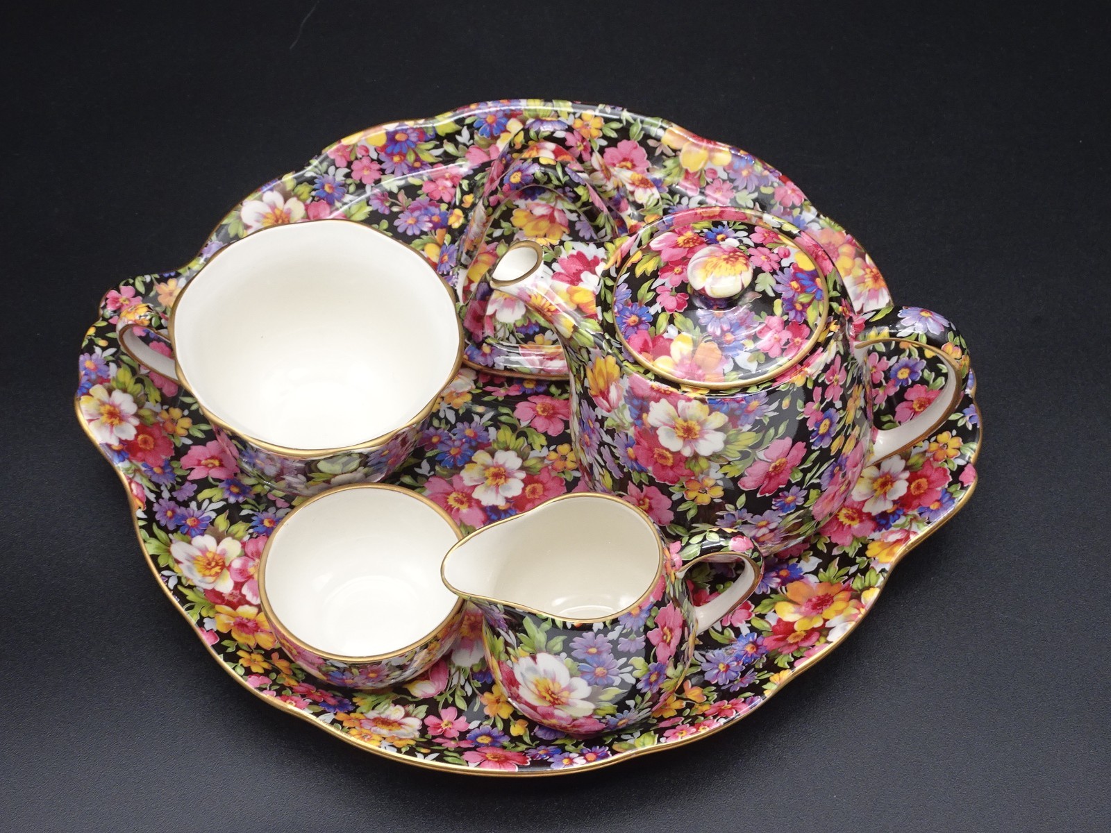 JAMES KENT STAFFORDSHIRE "LYDIA" CHINTZ BREAKFAST SET 100TH ANNIVERSARY EDITION