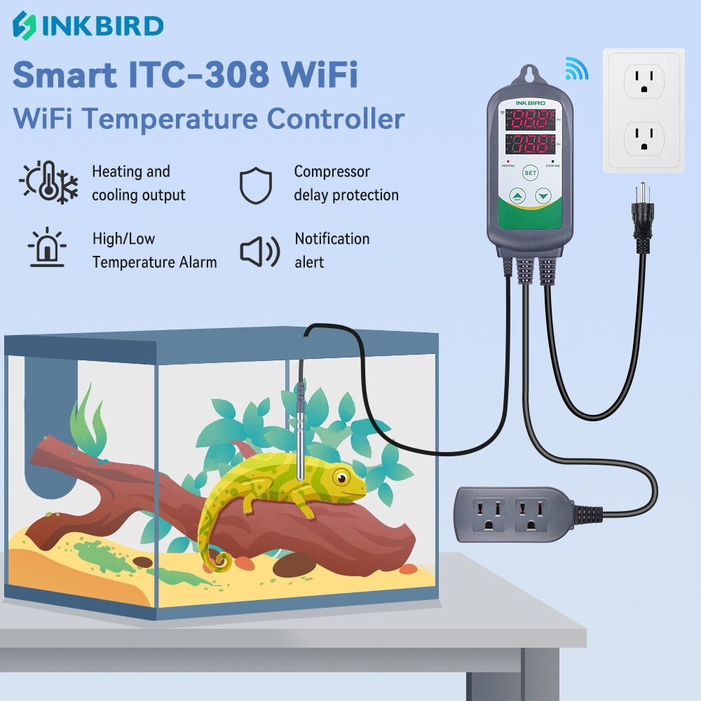 WiFi Thermostat Temperature Controller ITC-308 Seed Starter Brew Heater Cooler