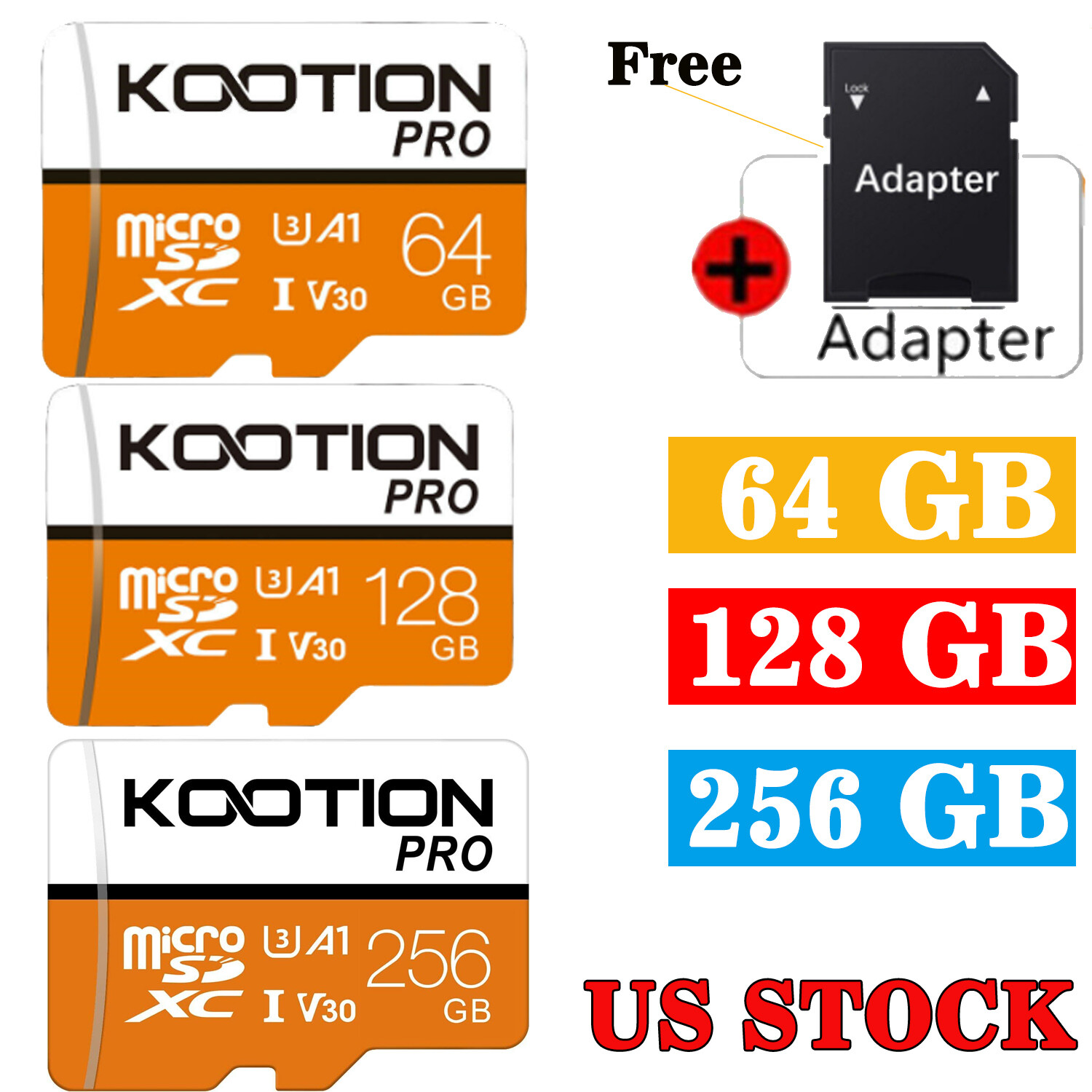 1-3PACK 64GB 128GB 256GB Micro SD Card Class 10 V30 Memory Card U3 TF Card LOT