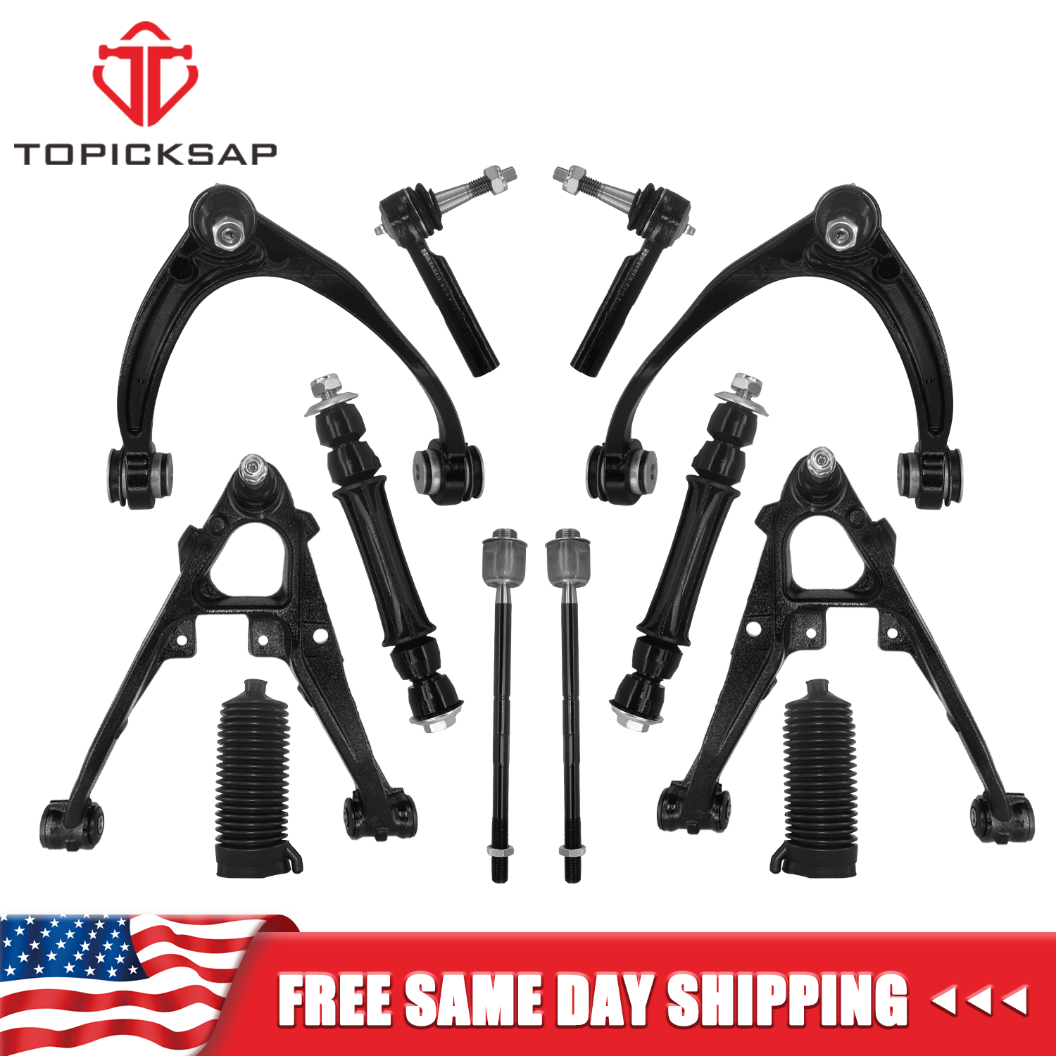 12 Front Upper Lower Control Arm Kit for 2007-2013 Escalade Chevy Silverado GMC