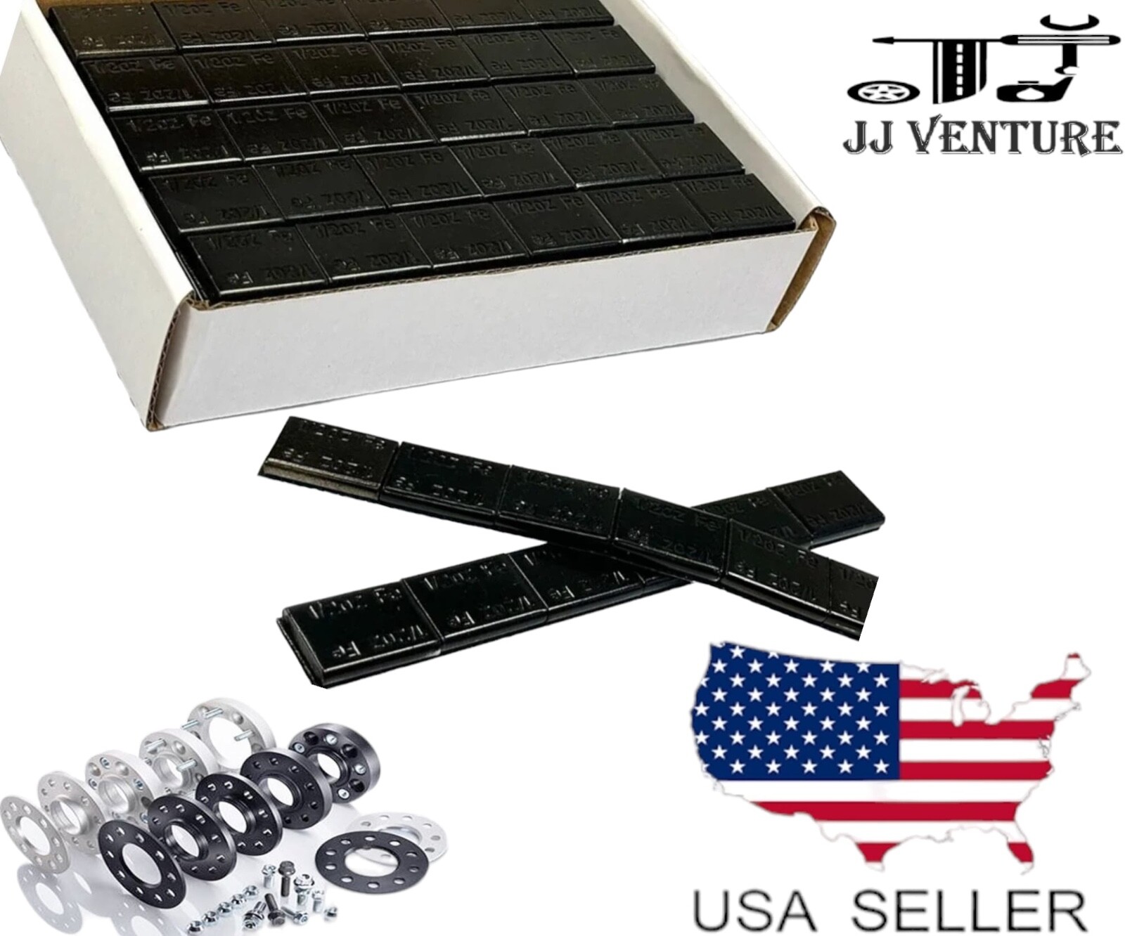 1 BOX 1/2 OZ BLACK COATED WHEEL WEIGHTS STICK-ON ADHESIVE TAPE LEAD-FREE 180 PCS