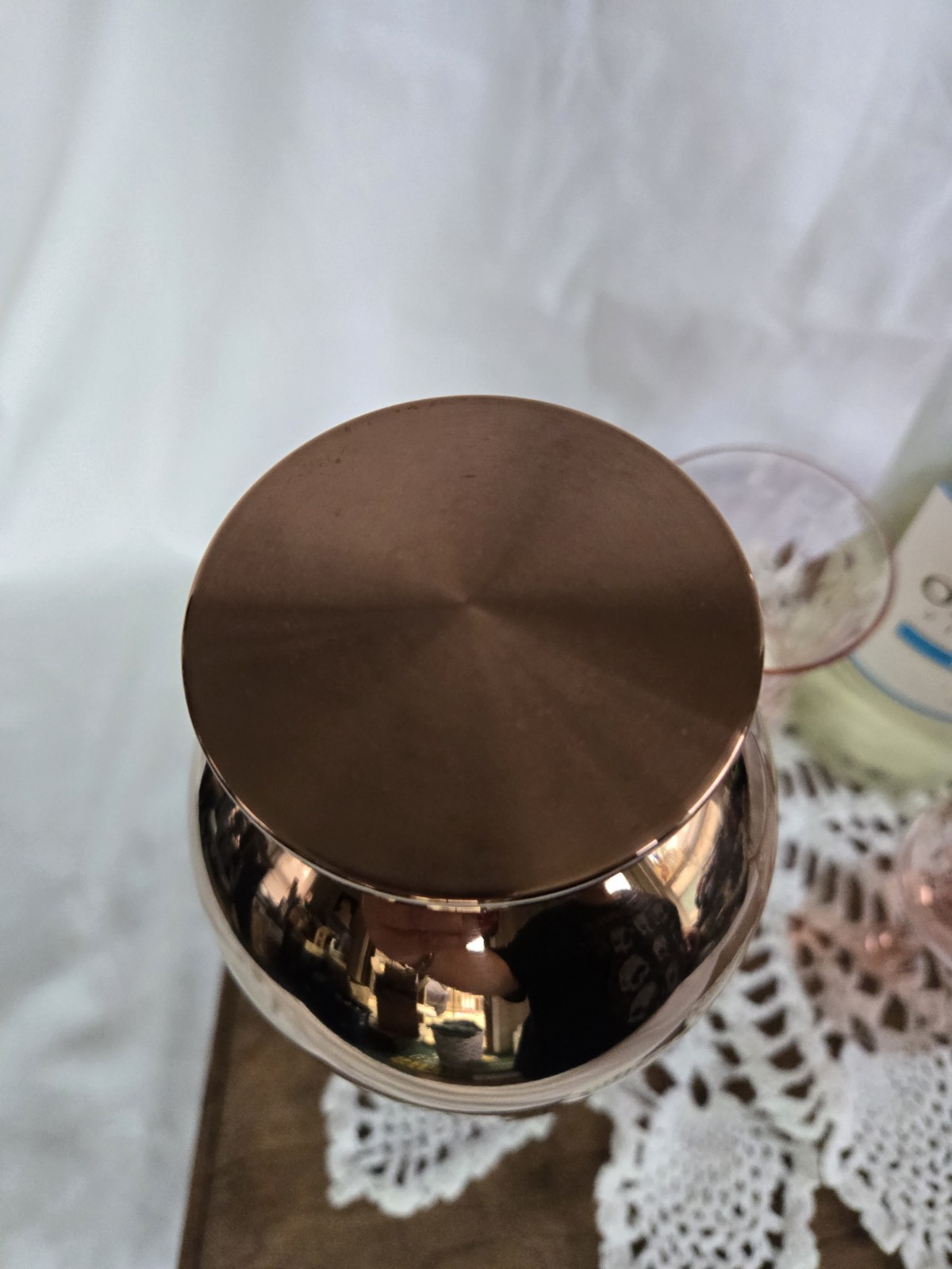 ETO Wine Decanter Copper Mirror Finish 13.8 Inches Tall Airtight