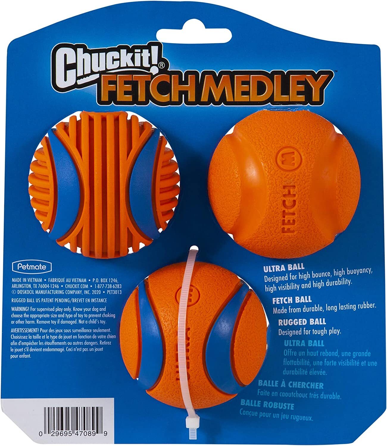 Chuckit Fetch Medley 3-Count Medium Dog Balls Variety Pack Dog Toys