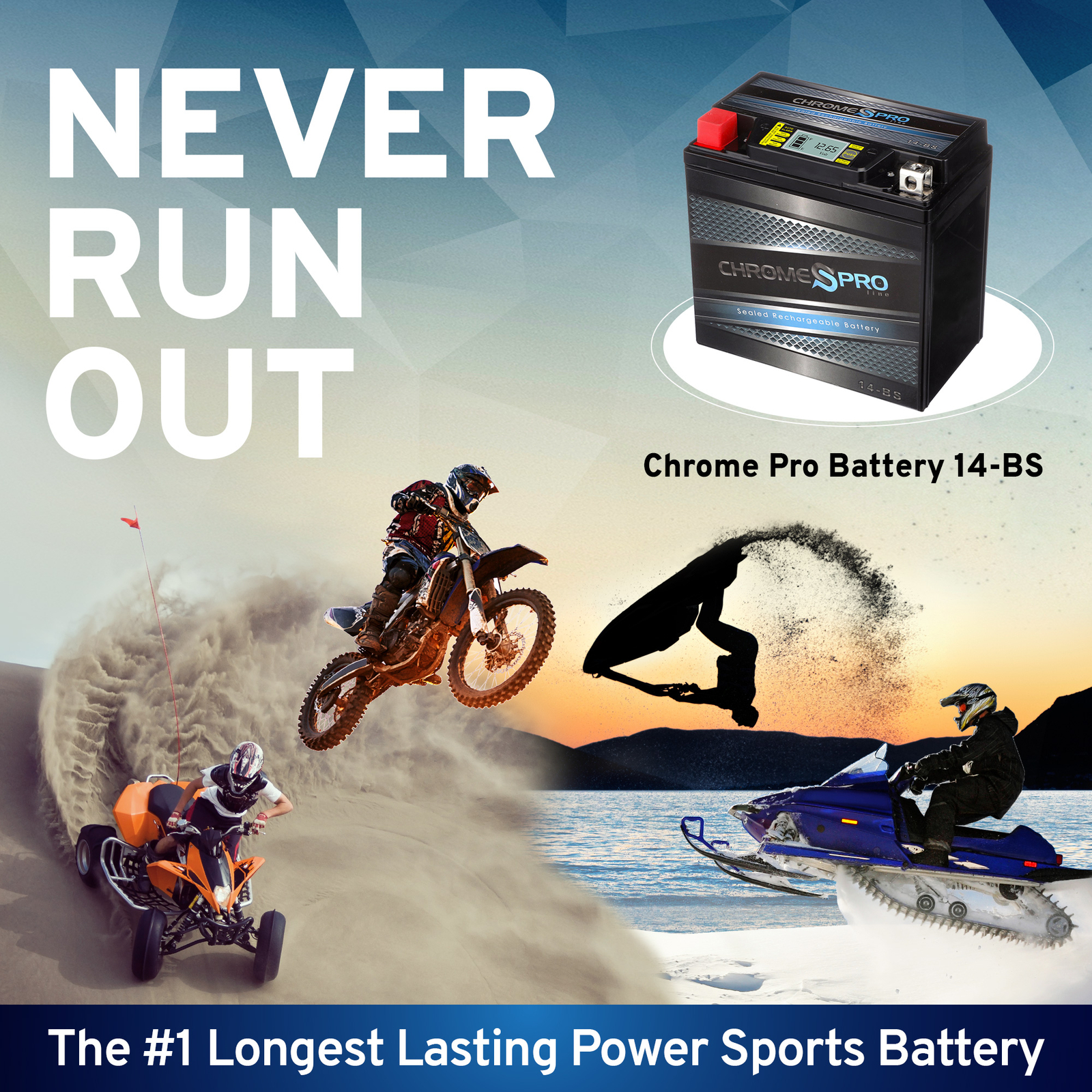 YTX14-BS Chrome Pro Series High Performance iGel Powersport Battery