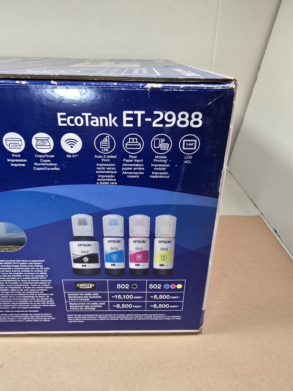 EPSON ECOTANK ET-2988 WIRELESS ALL-IN-ONE COLOR SUPERTANK PRINTER