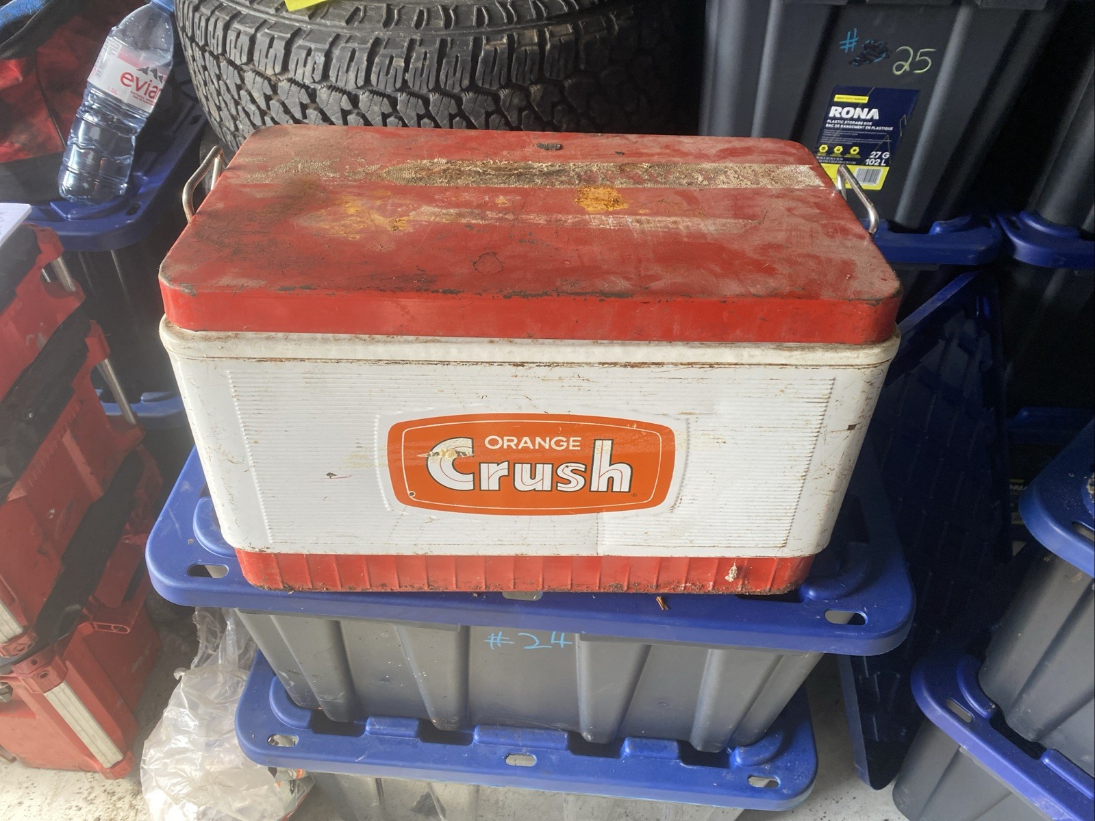 VINTAGE 1970 ORANGE CRUSH COOLER W/HANDLES