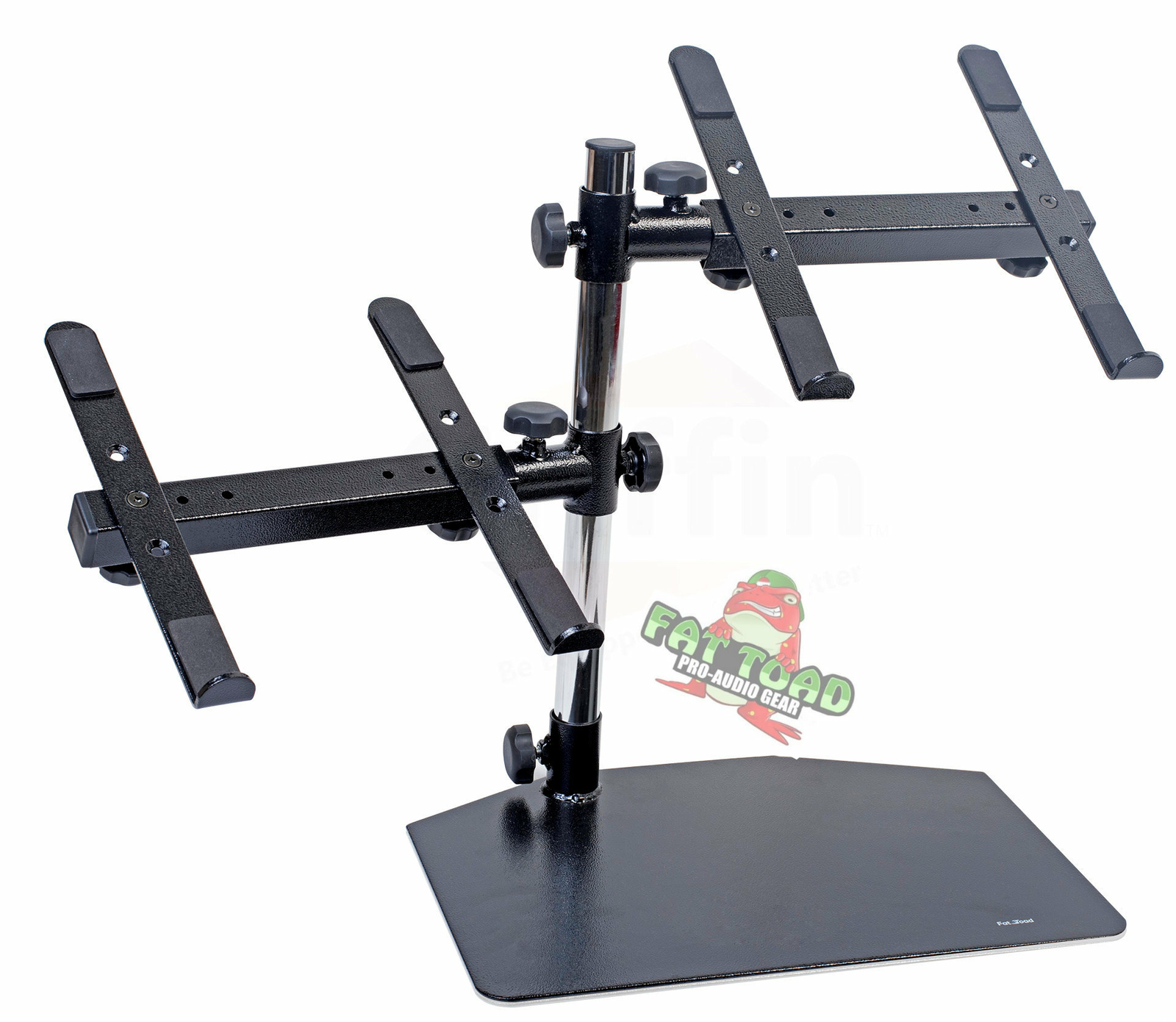 Double DJ Laptop Stand - 2 Tier PA Equipment PC Table Monitor CD Player Speakers