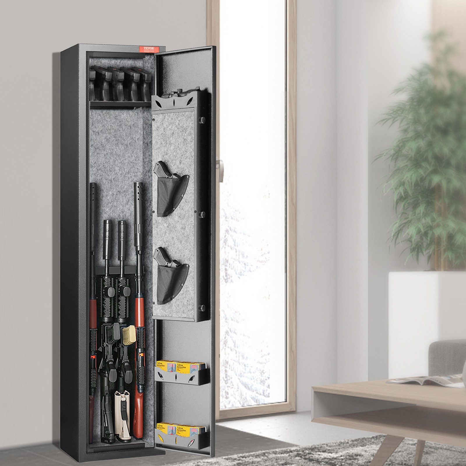 VEVOR Gun Safe Rifle Safe with Fingerprint Lock for 5 Rifles and 4 Pistols