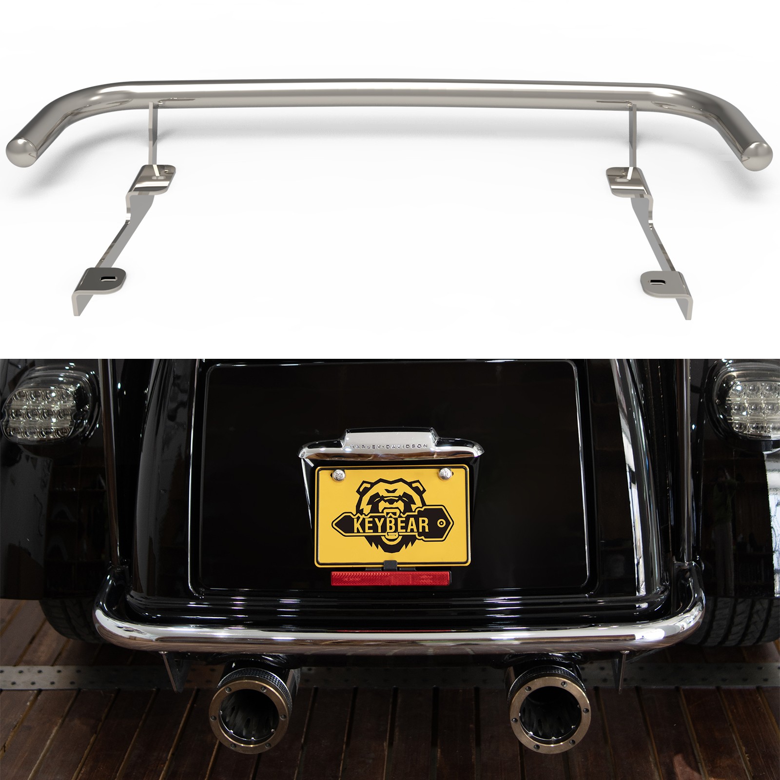 Harley Davidson Rear Crash Bar for 2009-2024 Triglide/2020-2022 CVO Tri Glide Gu