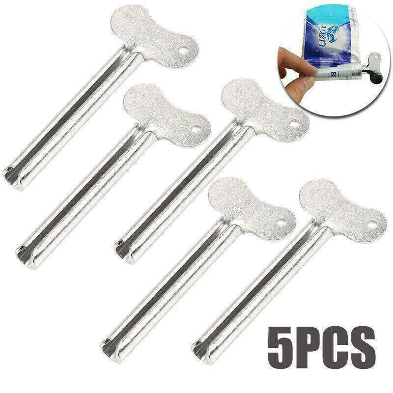 5PCS Stainless Steel Tube Toothpaste Squeezer Easy Key Dispenser Rolling Holder