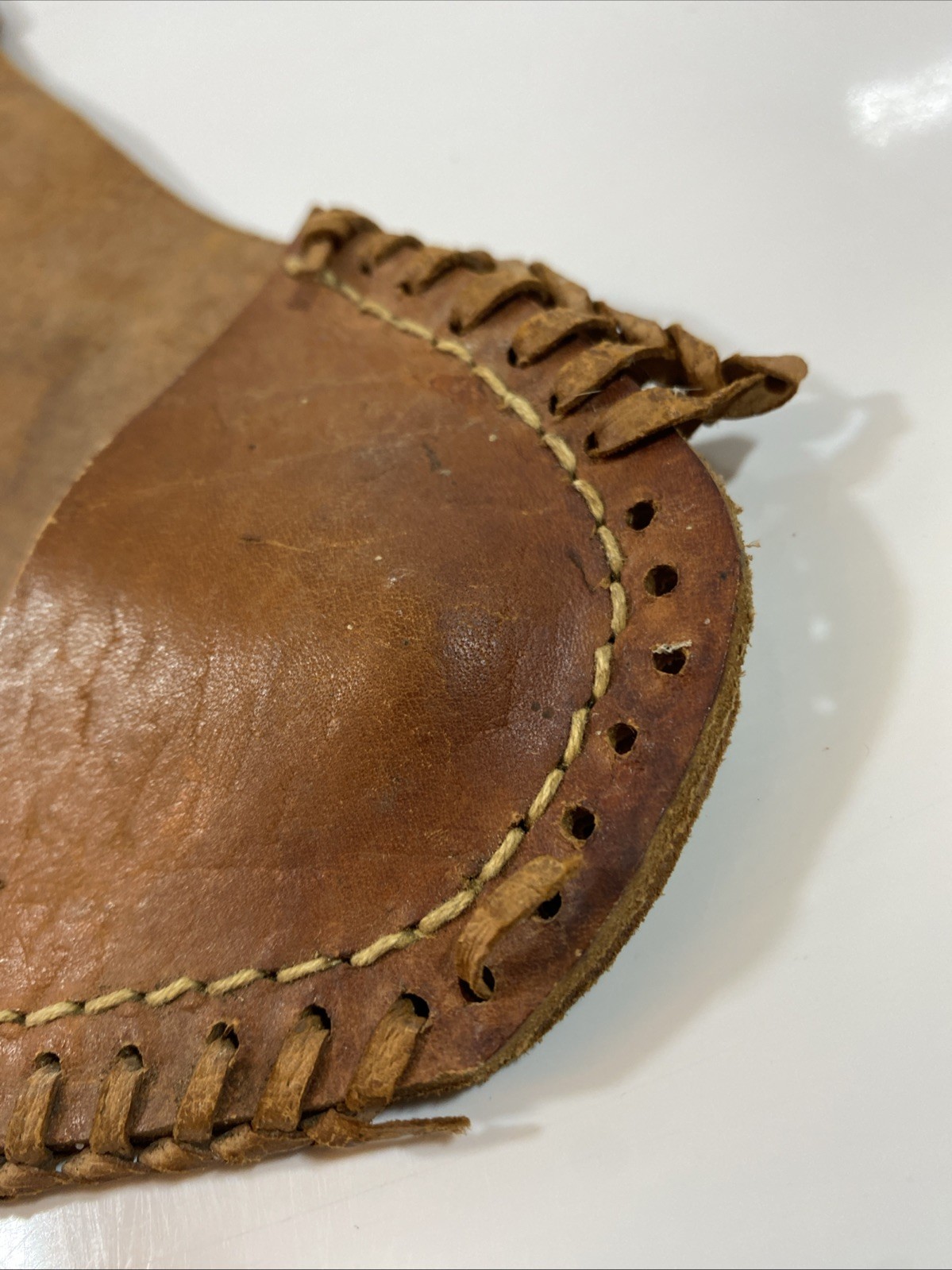 Vintage Leather Tripod Stool Cover Mexican Aztec Calendar Saddle Hand Tooled