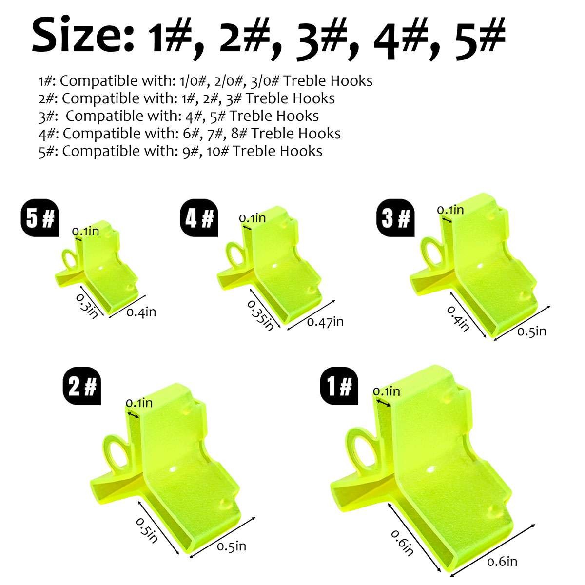 100pcs Yellow Treble Hook Covers Protector Fishing Lure Holders #1 #2 #3 #4 #5